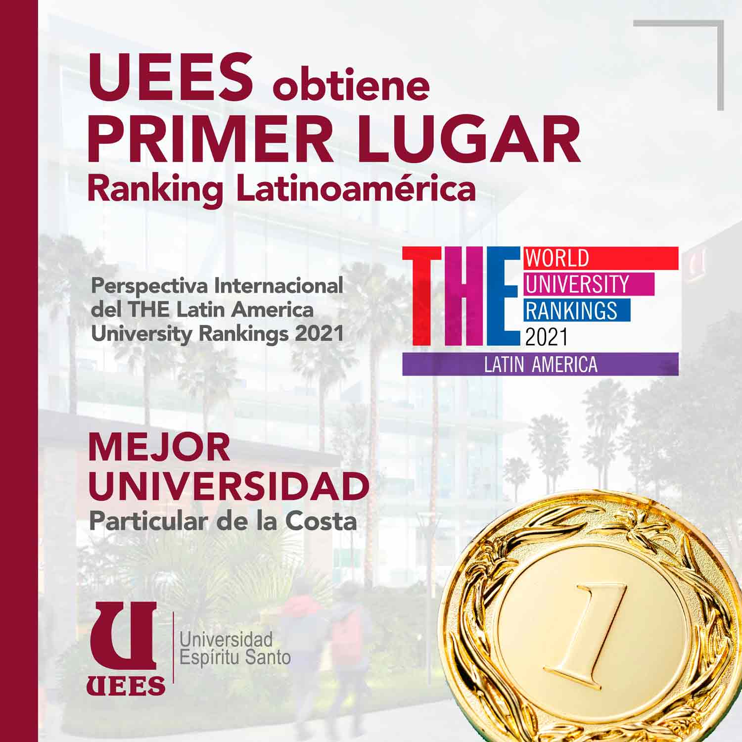 UEES obtiene primer lugar en ranking Times Higher Education UEES