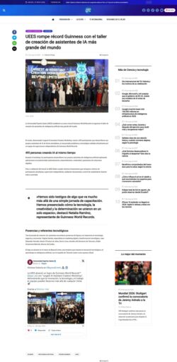 21/05/2026 UEES ROMPE RÉCORD GUINNESS CON EL TALLER DE CREACIÓN DE ASISTENTES DE IA MÁS GRANDE DEL MUNDO